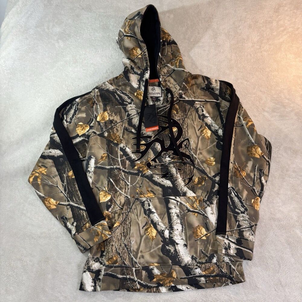NEW Legendary Whitetails Hoodie Men's Medium Camo Black Graphic Hunting Outdoors